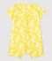 Tutina corta bebè in popeline biologico con fantasia hawaiana giallo ORGE/bianco MARSHMALLOW