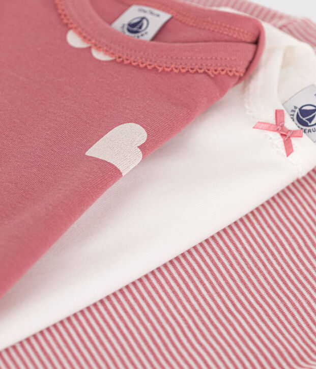 Confezione da 3 body beb&egrave; a maniche lunghe in cotone con motivo a cuori multicolore