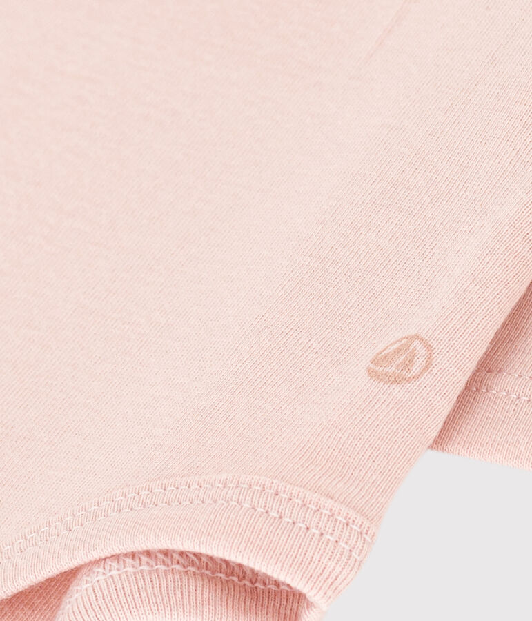 Body in cotone a manica lunga con collaretto rosa