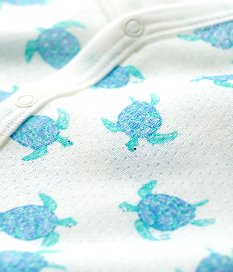 Tutina corta tartarughe in cotone ultra leggero bianco MARSHMALLOW/bianco MULTICO