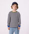 T-shirt a maniche lunghe in cotone a righe bambino blu SOIR/ MILK