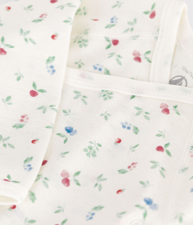 Body incrociati a maniche lunghe in cotone neonato bianco/multicolore