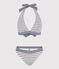Costume due pezzi a righe donna bianco MARSHMALLOW/blu MEDIEVAL