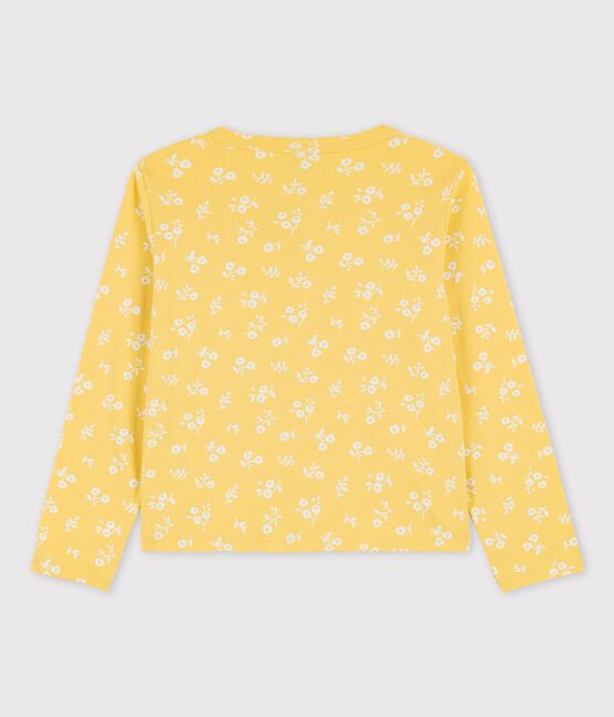 Cardigan stampa in cotone bambina giallo ORGE/bianco MARSHMALLOW