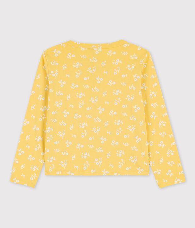 Cardigan stampa in cotone bambina giallo/bianco