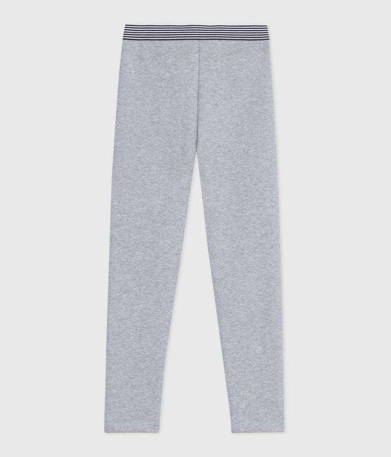 Pantaloni tipo leggings in cotone tinta unita bambina grigio FUMEE CHINE