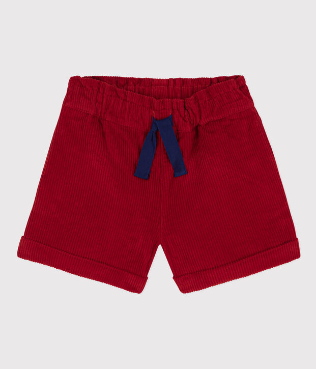 Short bambina in velluto a costine rosso