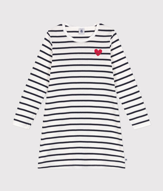 Camicia da notte in cotone a righe bambino bianco MARSHMALLOW/blu SMOKING
