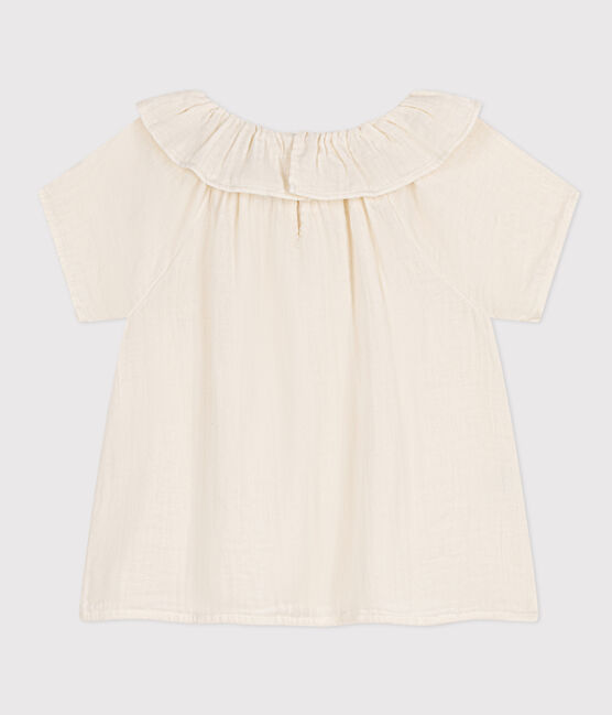 Blusa in garza di cotone bambina bianco MARSHMALLOW
