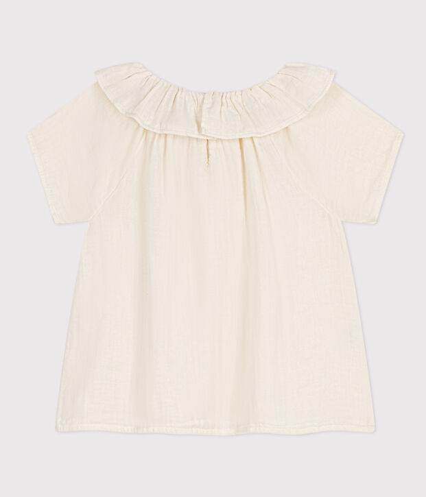 Blusa in garza di cotone bambina bianco