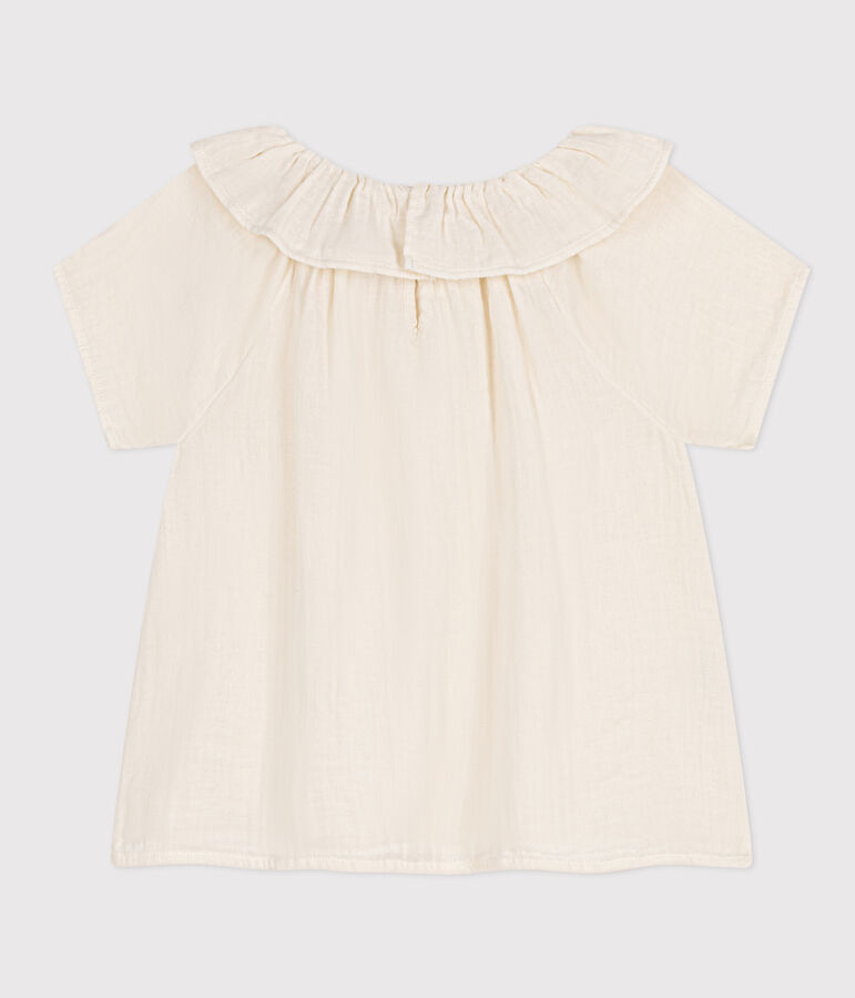 Blusa in garza di cotone bambina bianco