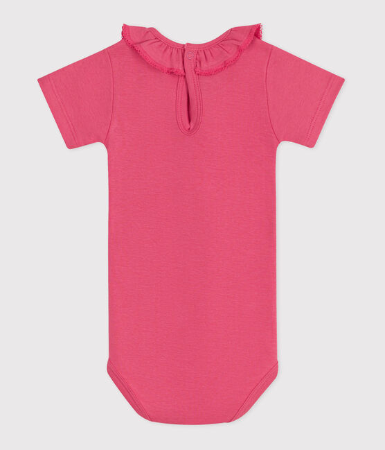Body a maniche corte in cotone tinta unita neonato rosa PEONIA