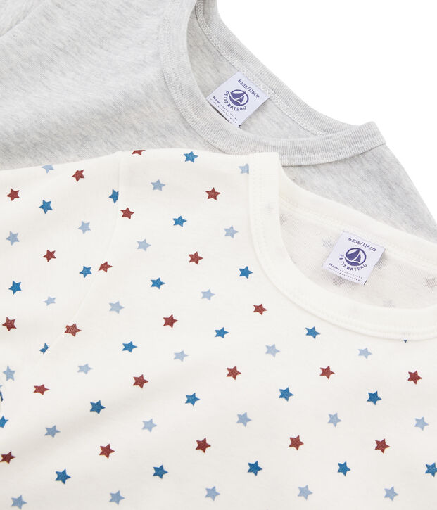 Due t-shirt bambino maniche multicolore