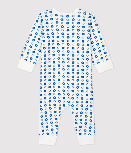 Tutina pigiama senza piedi a fiori bebé in cotone biologico bianco MARSHMALLOW/ MALLARD