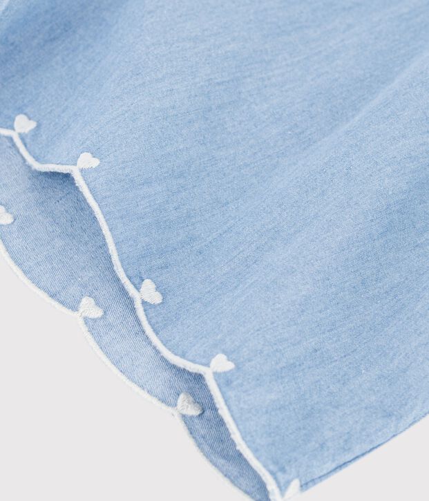 Shorts in cotone tinta unita bambina blu