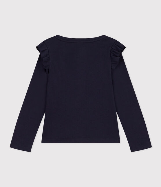 T-shirt maniche lunghe in cotone bambina blu SMOKING