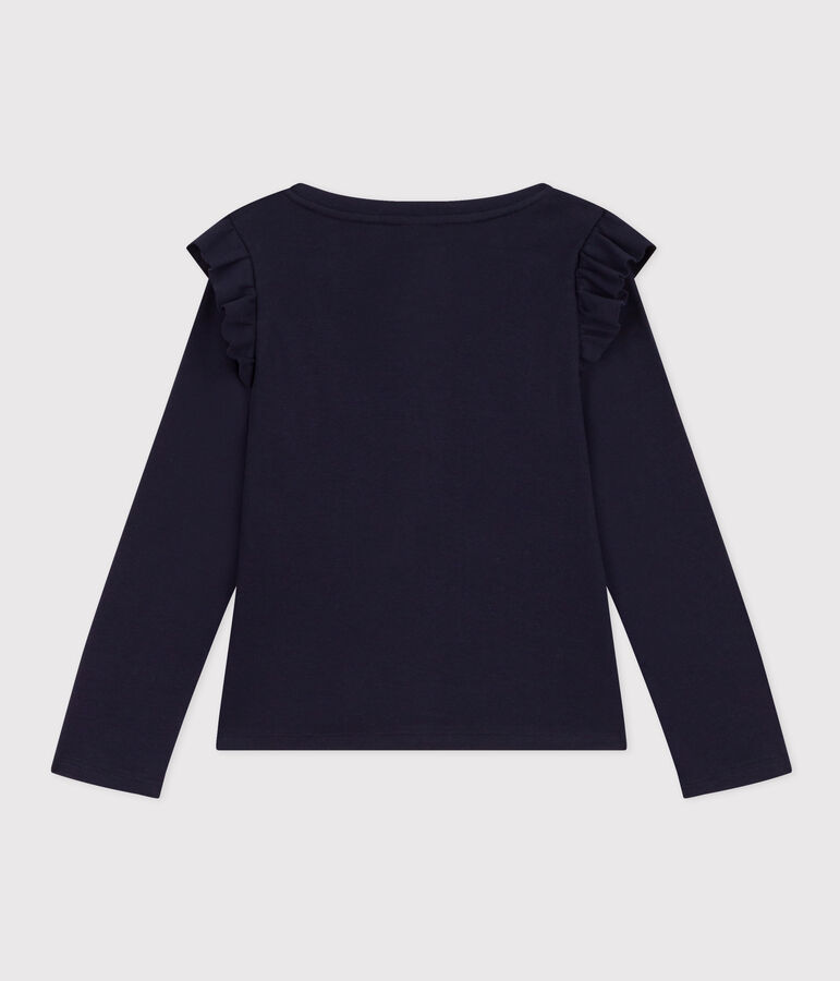 T-shirt maniche lunghe in cotone bambina blu