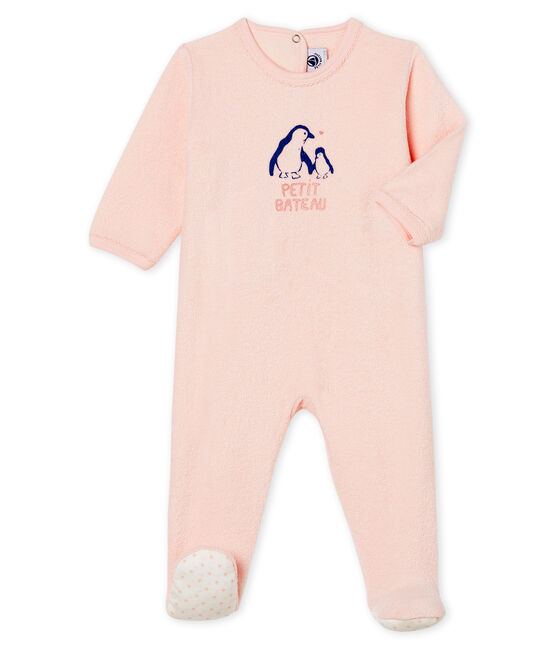 Tutina bebé femmina in spugna bouclette grattata super calda rosa MINOIS