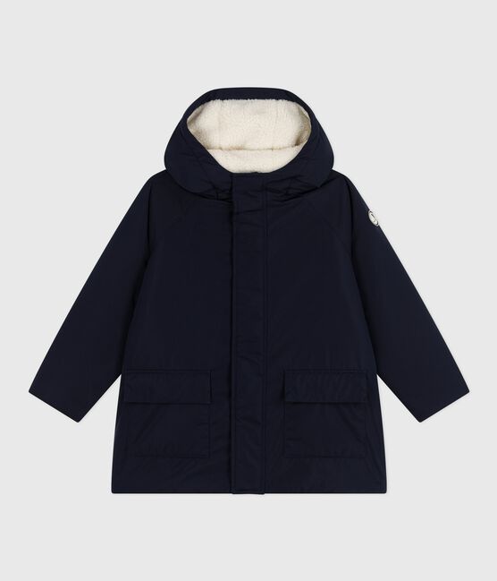 Parka bambino lunghezza midi tinta unita blu SMOKING