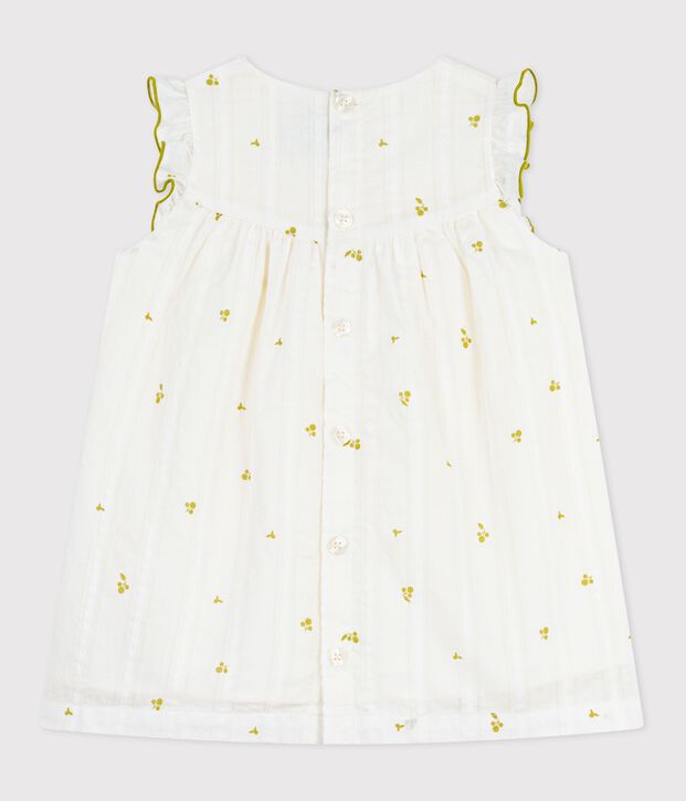 Abito senza maniche in cotone con stampa a fiori neonata bianco/verde