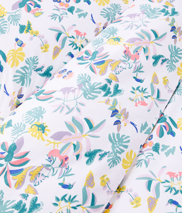 Completo biancheria da letto con motivo giungla in popeline bianco/multicolore