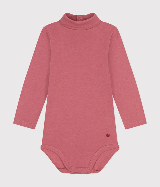 Body a manica lunga e collo alto in cotone per bebè rosa ROSEWOOD