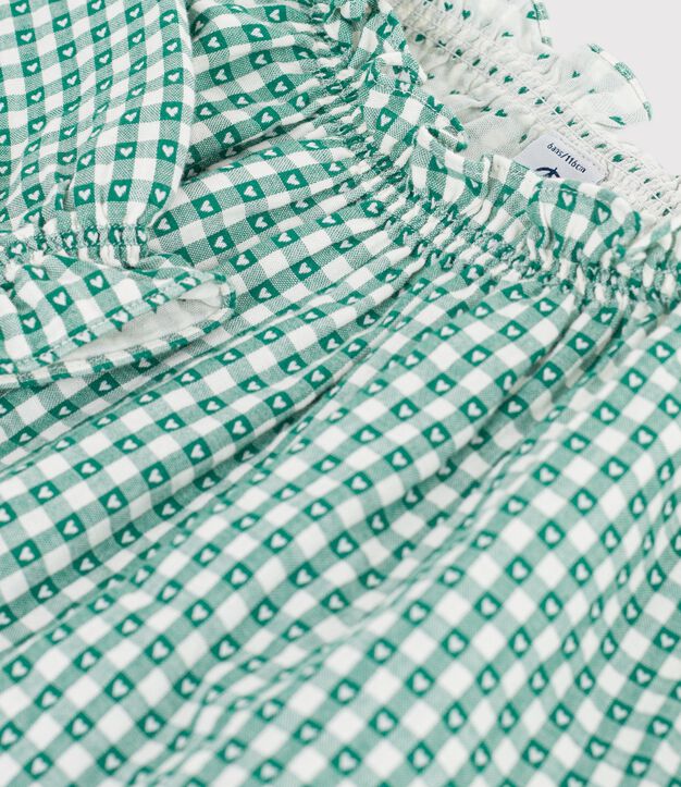 Blusa a maniche lunghe in cotone con stampa bambina verde/bianco