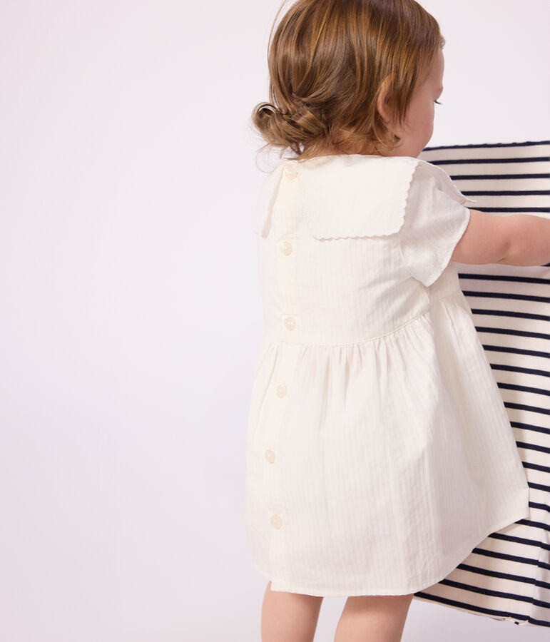 Abito a maniche corte in misto cotone/lino e bloomer coordinato neonata bianco MARSHMALLOW