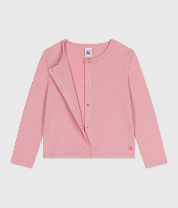 Cardigan in cotone tinta unita bambino rosa