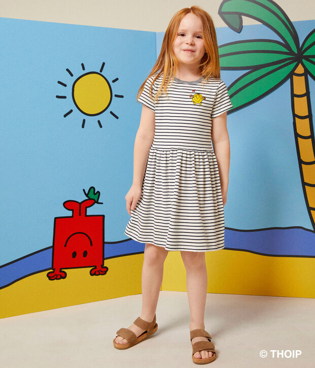 Abito Monsieur Madame in cotone bambina bianco/blu