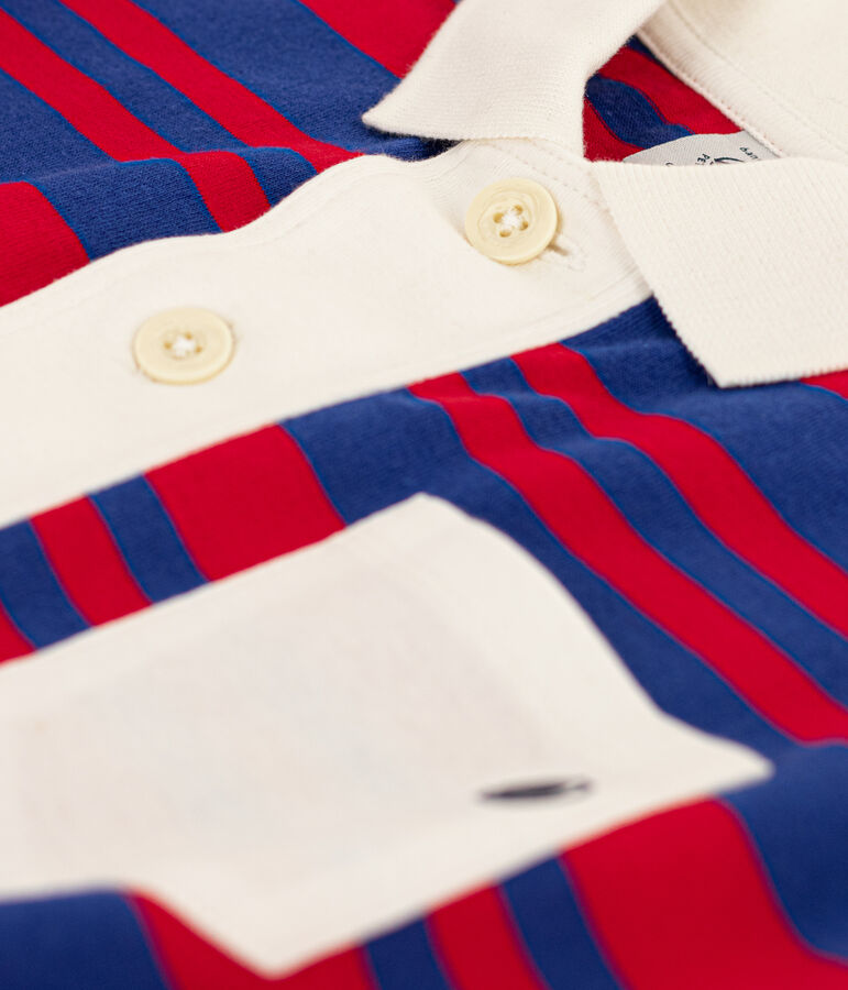 Abito a righe a maniche corte in cotone bambina blu/rosso