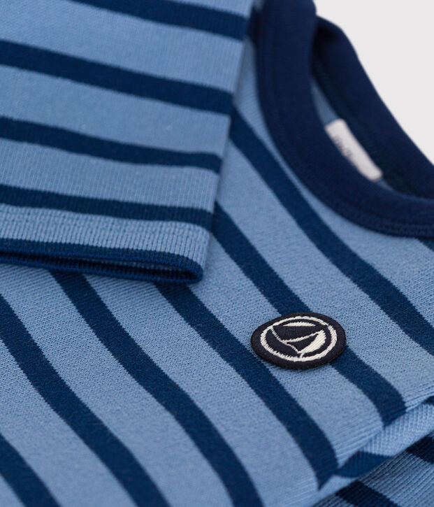 Maglia a righe in cotone spesso neonato blu/blu