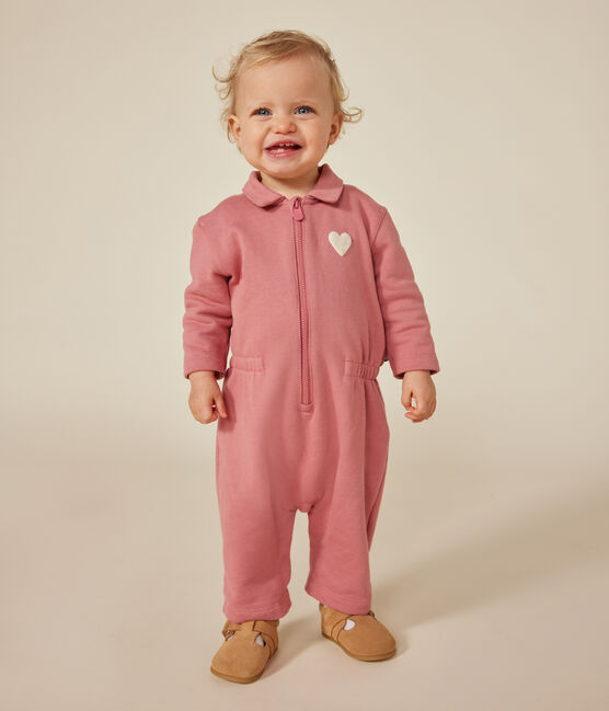 Tutina lunga in tessuto felpato neonato rosa ROSEWOOD