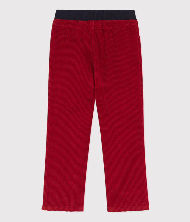 Pantaloni regular bambino in velluto a coste rosso