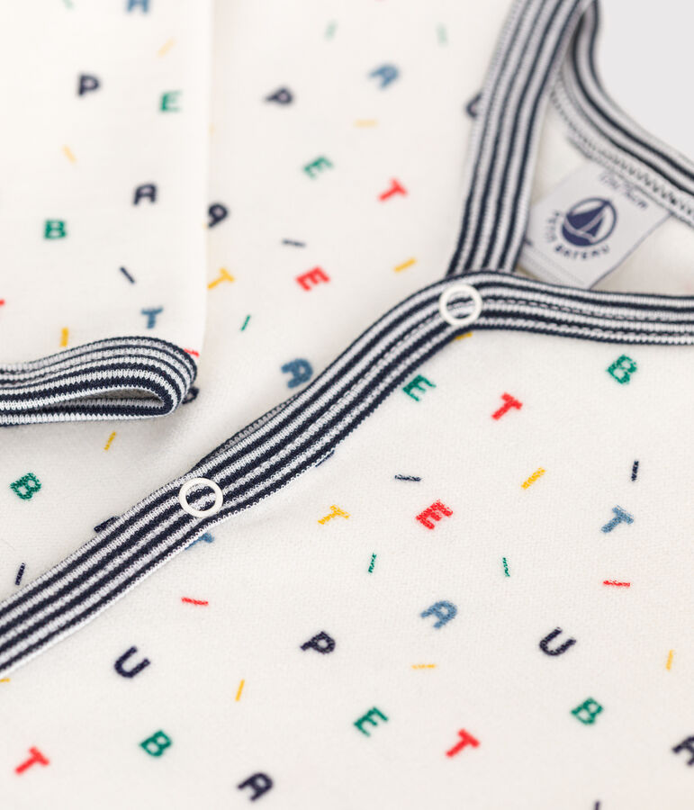 Pigiama neonato in velluto bianco/multicolore