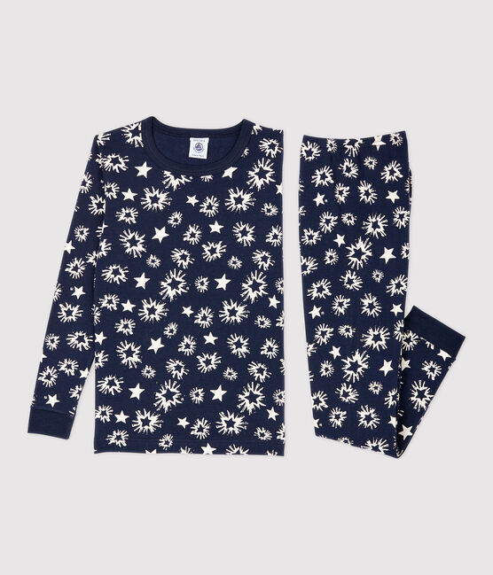 Pigiama bambino snugfit fantasia a stelle blu SMOKING/bianco MARSHMALLOW