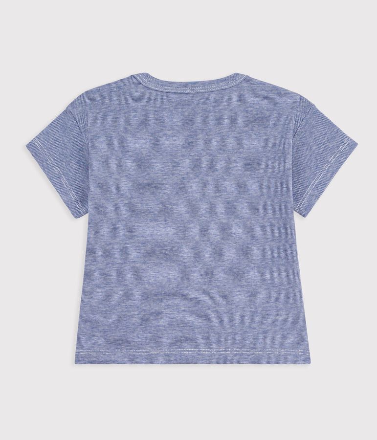 T-shirt a maniche corte in cotone a righe neonato blu/bianco