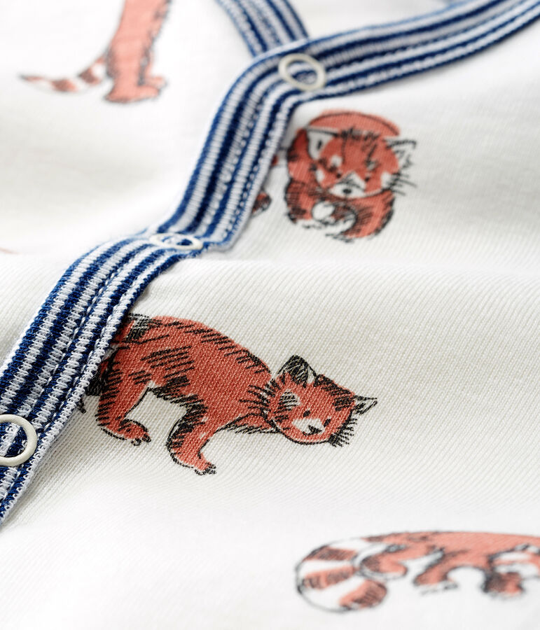 Tutina pigiama senza piedi bambino a costine bianco MARSHMALLOW/ MULTICO CN