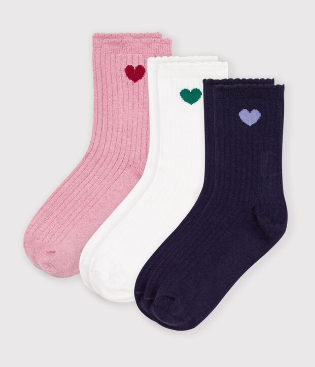 3 paia di calzini in cotone con motivo a cuori bambino multicolore