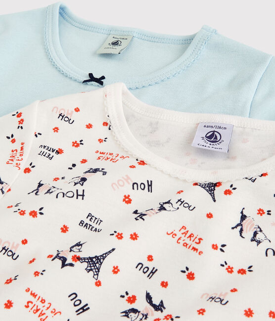 Confezione da 2 t-shirt bambina a maniche corte fantasia Parigi in cotone biologico variante 1