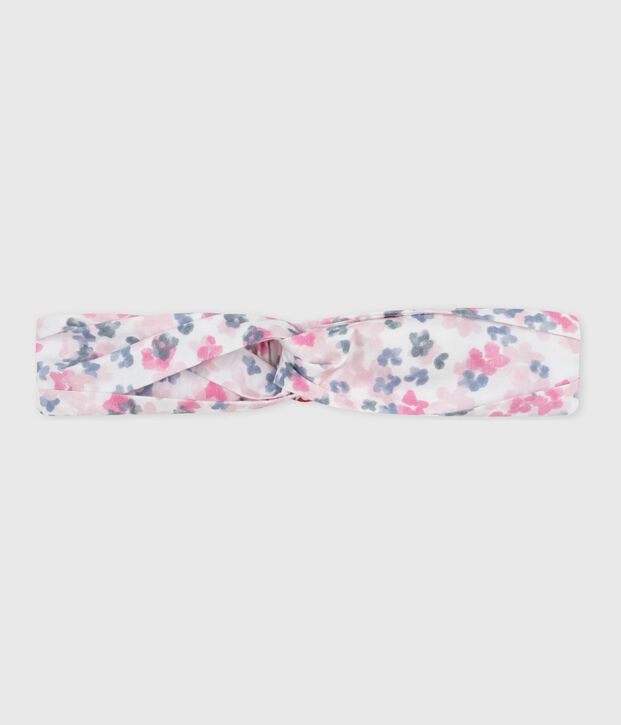 Fascia in popeline con stampa a fiori bambina ecru/multicolore