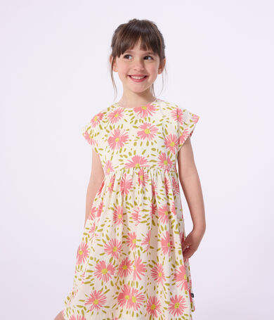 Abito a maniche corte in cotone a fiori bambina