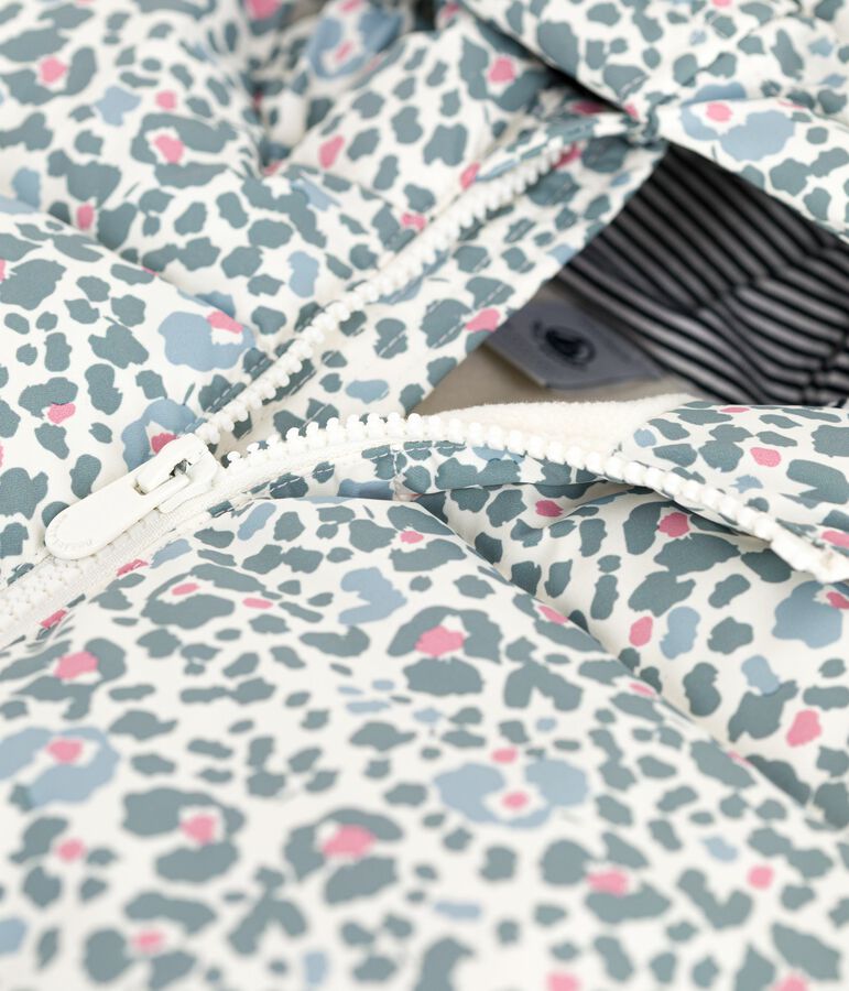 Piumino con stampa bambina ecru/multicolore
