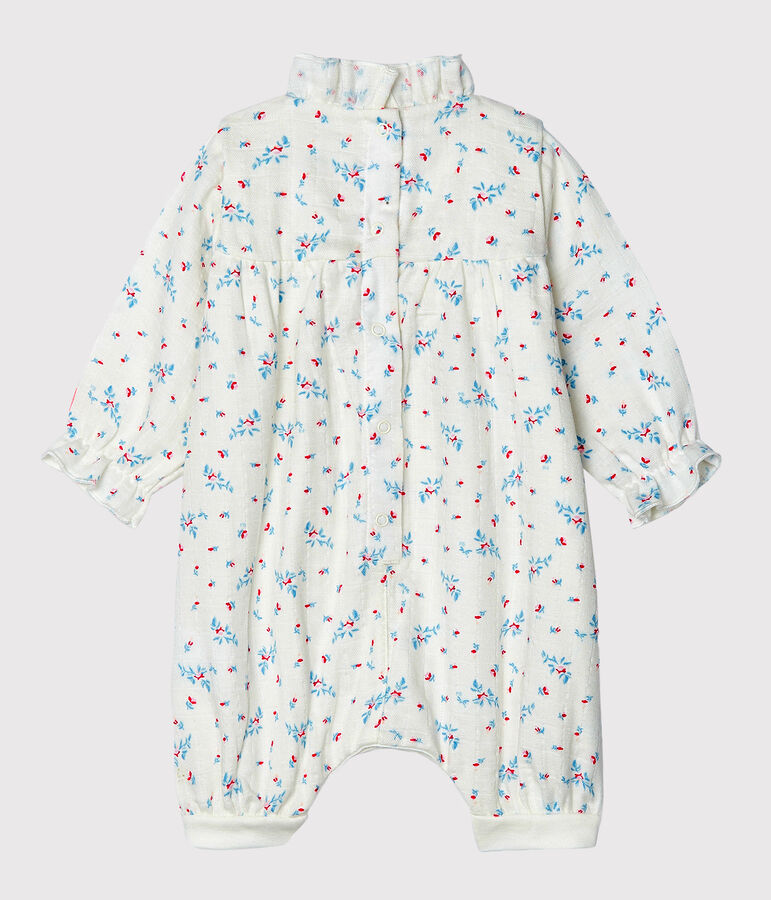 Tutina corta beb&egrave; femmina a costine bianco/multicolore