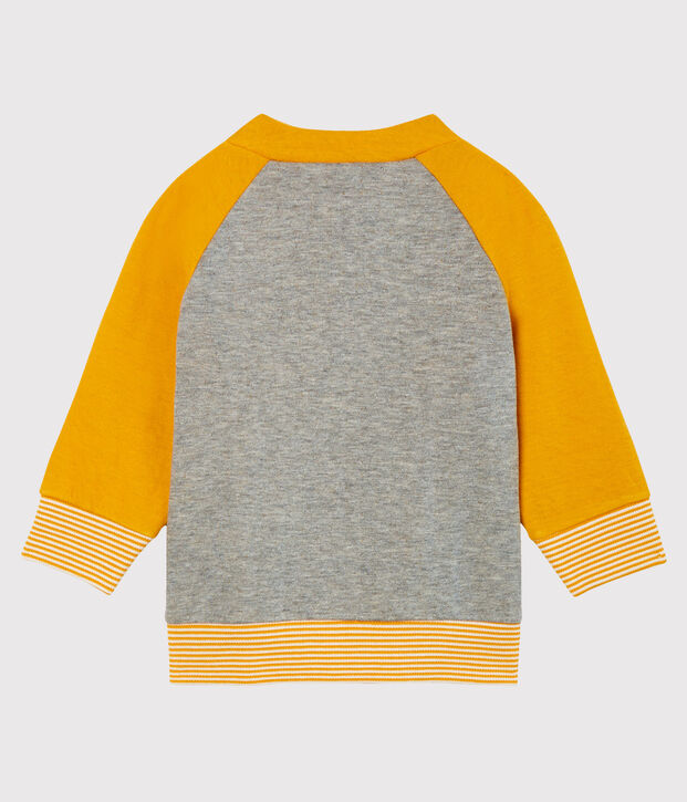 Cardigan zippato beb&egrave; maschio in tubique grigio/giallo