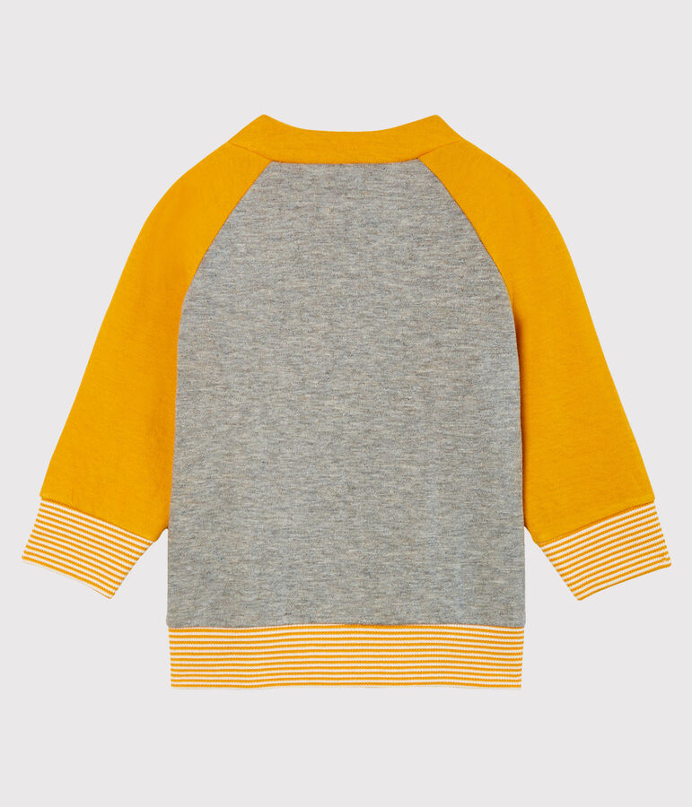 Cardigan zippato beb&egrave; maschio in tubique grigio/giallo
