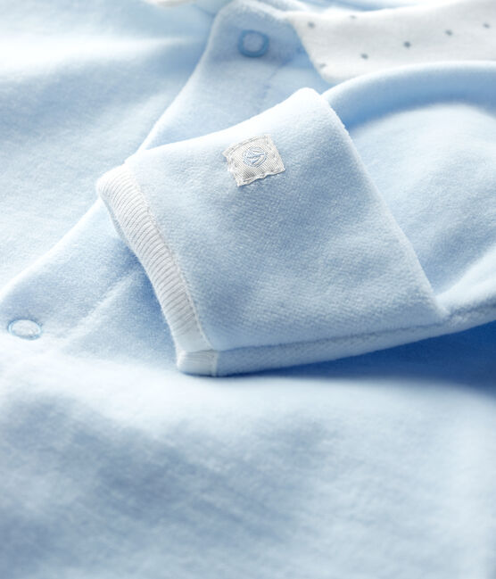 Tutina azzurra da neonato con colletto in velluto blu FRAICHEUR