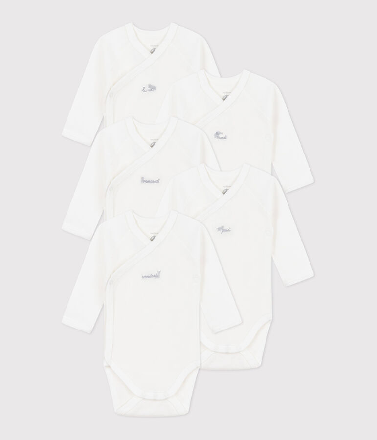Set da 5 body incrociati a maniche lunghe in cotone neonato multicolore