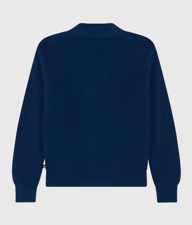 Cardigan a costa inglese in cotone Donna blu