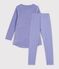 Camicia da notte e leggings bambina in ciniglia viola/bianco